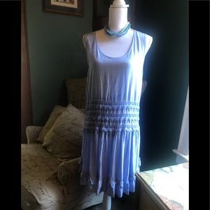 WATER COLOR BLUE PEASANT DRESS